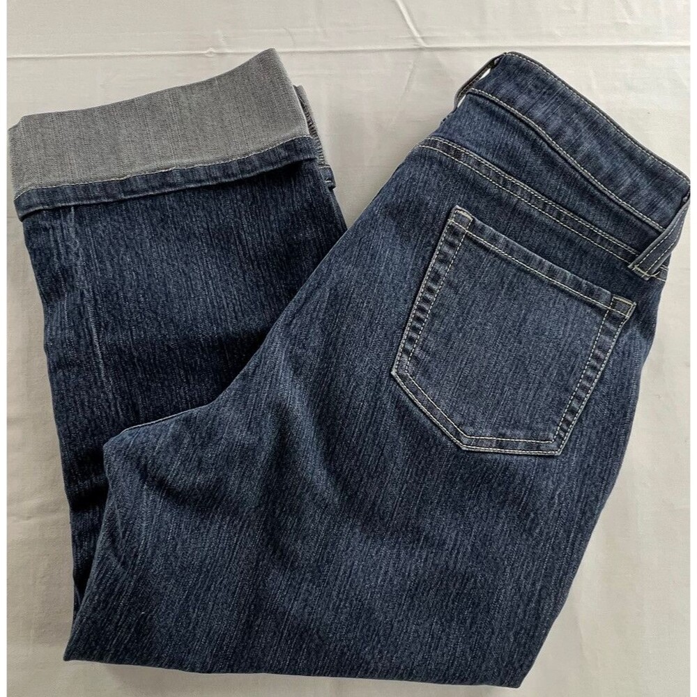 Riders Jeans Women Dark Blue Denim Cuffed Capris Instantly Slims You Size 8M